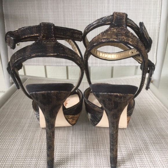 NEW Sam Edelman NADINE Black Bronze Animal Platform Heels - Picture 8 of 10